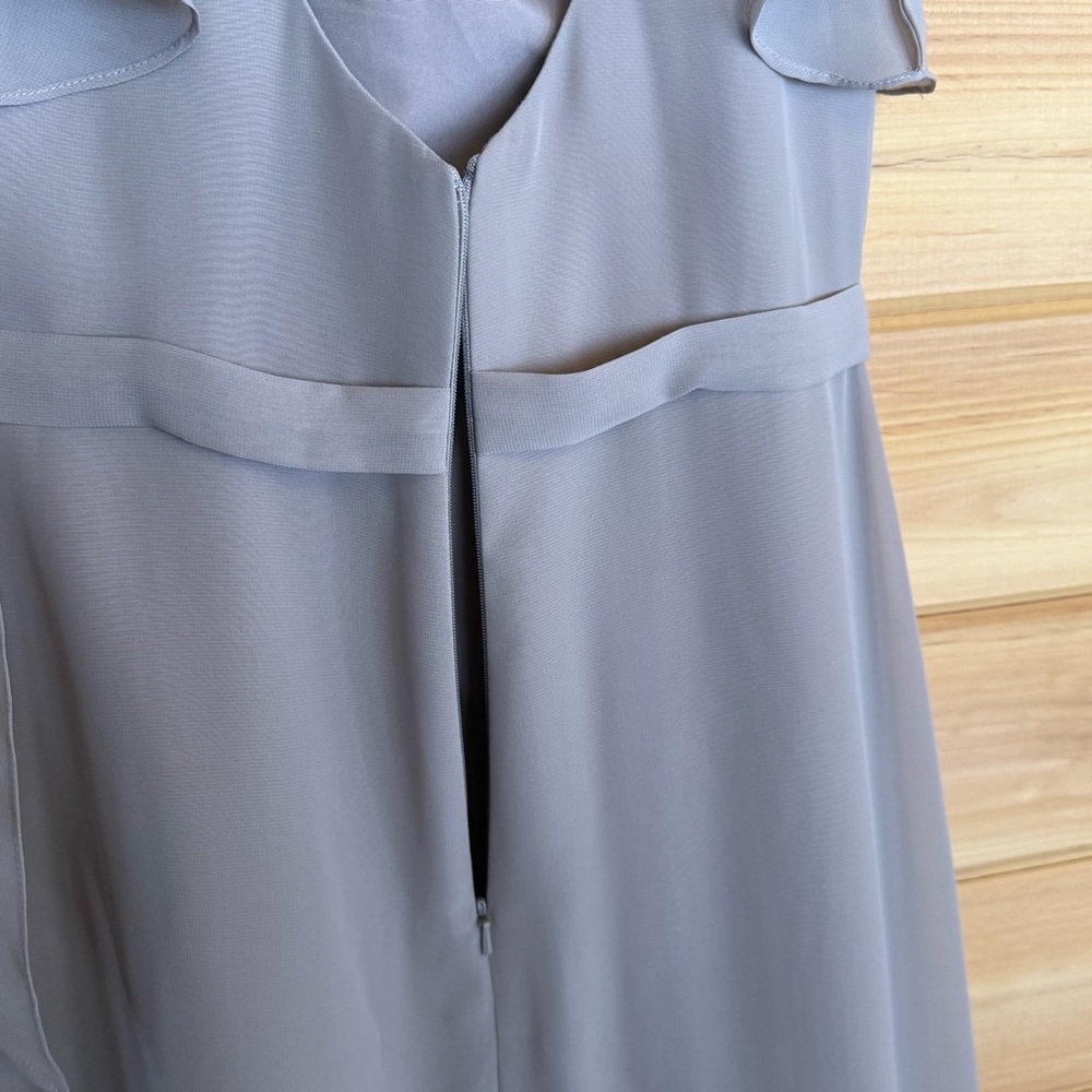 JJs House Ondina A-Line V-Neck Floor Length Ruffle Chiffon Dress Taupe Size 6 - Picture 11 of 14